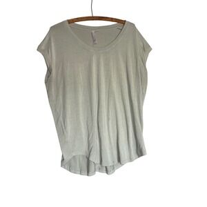 ATHLETA Womens M Sage Green V Neck Cap Sleeve Tunic Top Athleisure